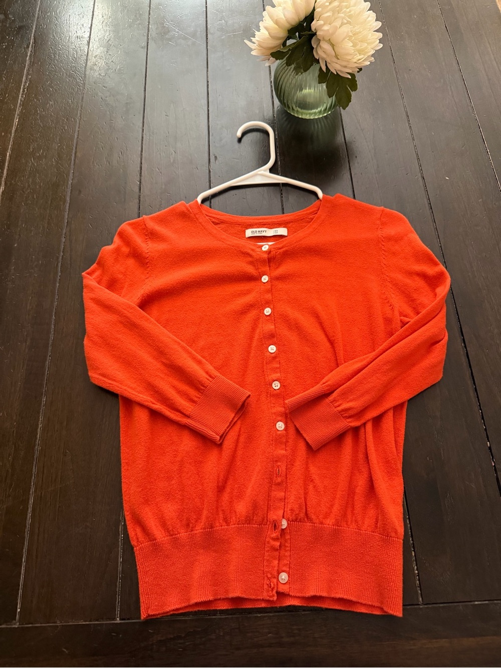 Old Navy Women's Bright Orange Button-Front Cardigan